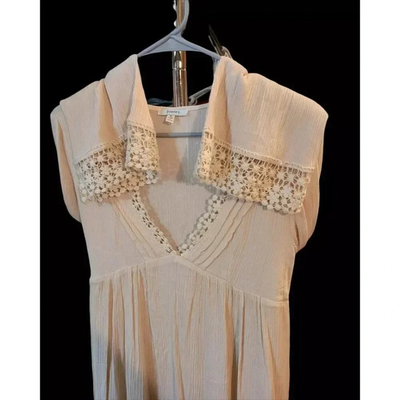 Jodifl BOHO Peasant Hippie Long Sleeve Tunic Top/Mini Dress Womens Medium Beige - Picture 3 of 5